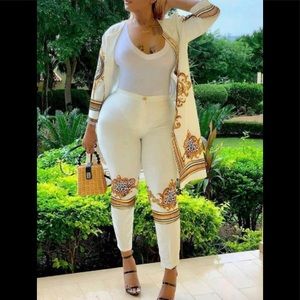 Scarf print cover up & high water pants set